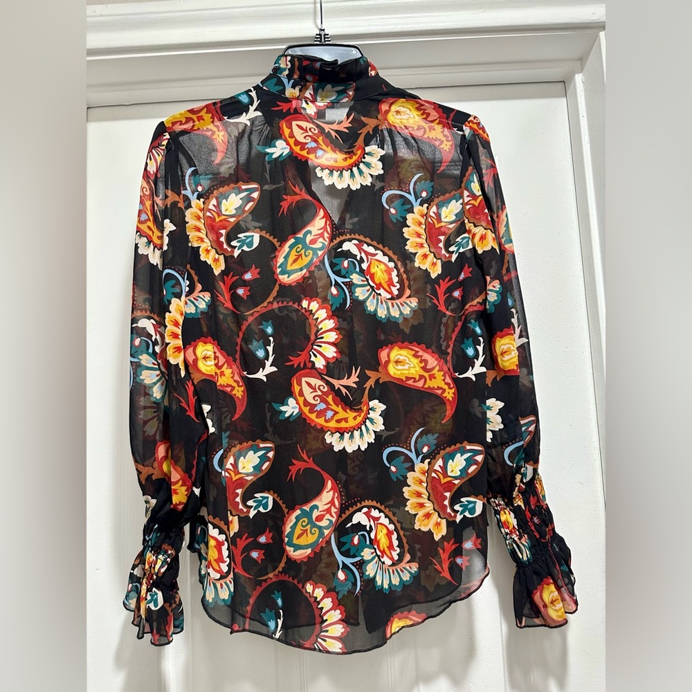 Chico's Black Multicolor Floral Blouse